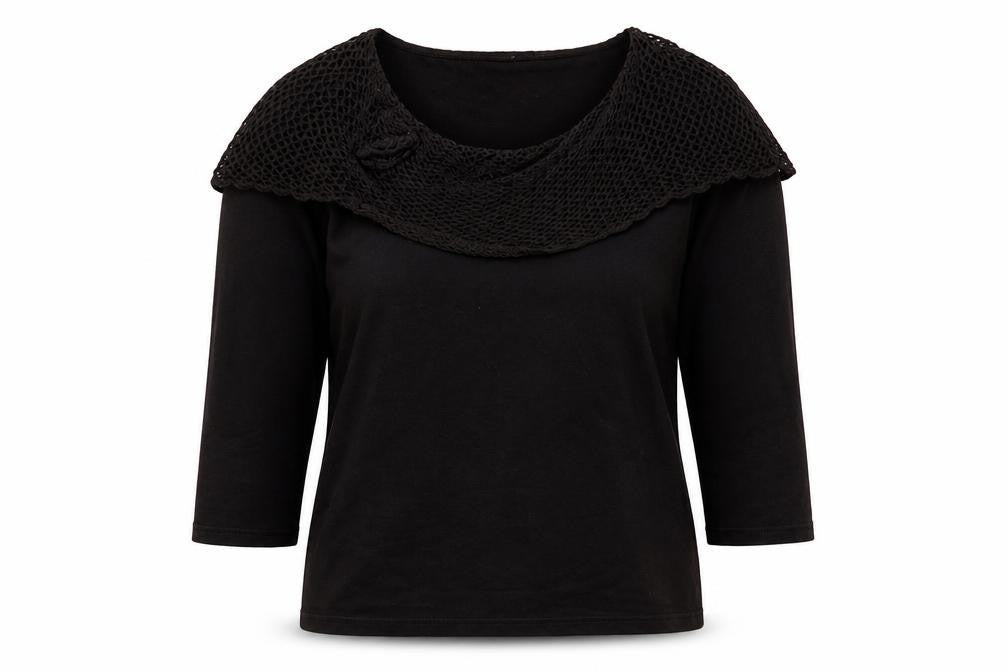 Front view of Viz-A-Viz women’s blue viscose basic t-shirt, size UK 12, boat neck