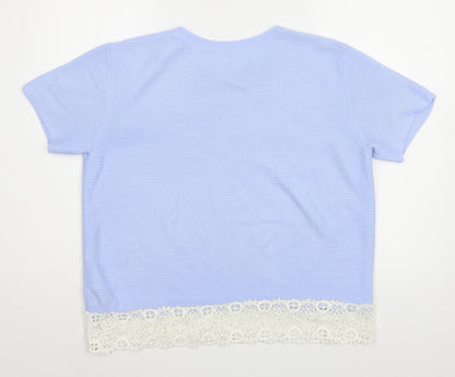 Womens UK Size 14 Marks and Spencer Blue Basic T-Shirt