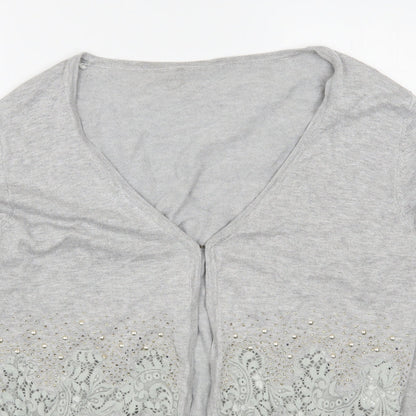 Preworn Womens Grey V-Neck  Nylon Cardigan Jumper Size L