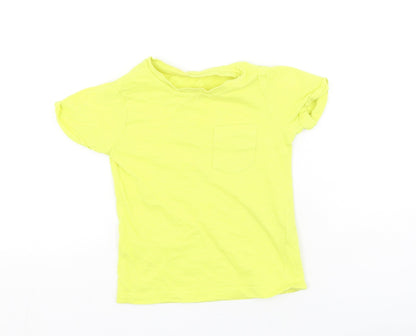 Marks and Spencer Boys Yellow  Cotton Basic Casual Size 2-3 Years Round Neck
