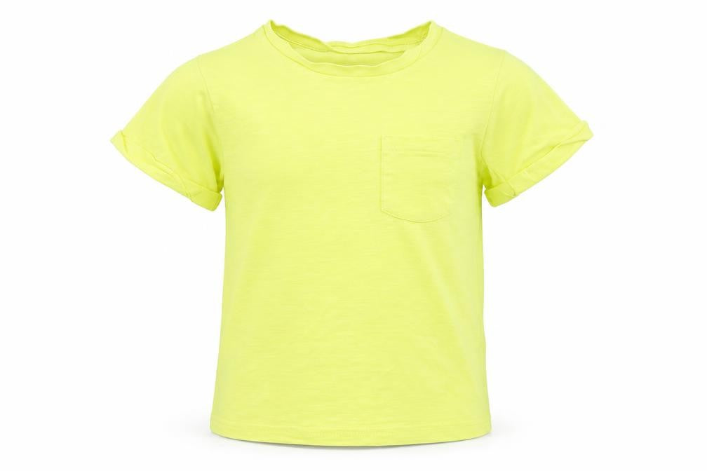 Front view of Marks & Spencer boys’ yellow cotton basic casual, size 2-3, years round neck