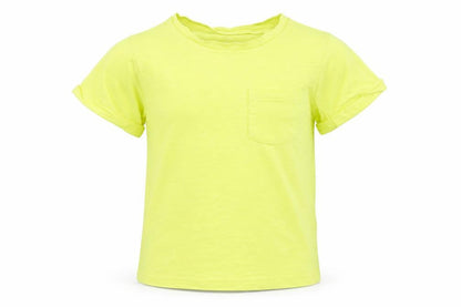 Front view of Marks & Spencer boys’ yellow cotton basic casual, size 2-3, years round neck
