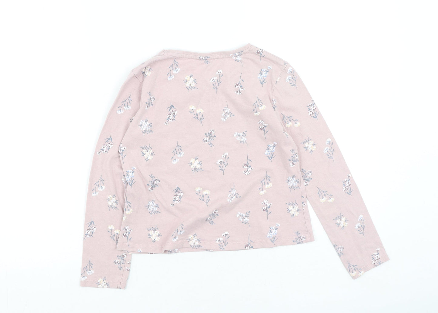 Primark  Girls Pink Floral Cotton Basic Casual Size 6-7 Years Round Neck
