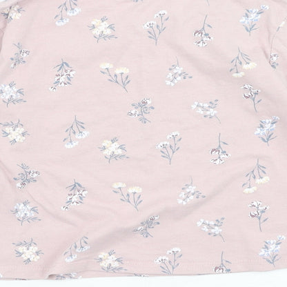 Primark  Girls Pink Floral Cotton Basic Casual Size 6-7 Years Round Neck