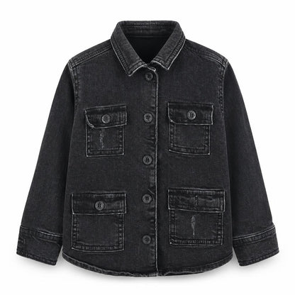 Front view of Ferne girls’ black basic jacket jacket, size 2-3, years