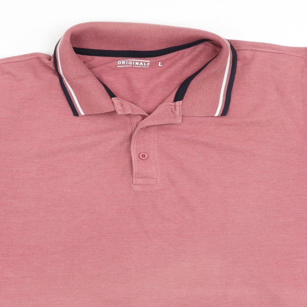 Preworn Mens Pink  Cotton  Polo Size L Collared