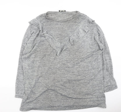 Additional front view of Papaya women’s grey cotton pullover sweatshirt, size UK 10