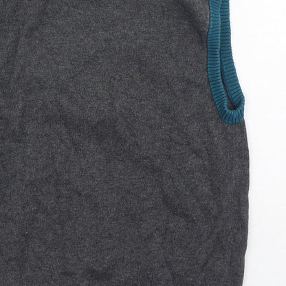 Marks and Spencer Girls Grey V-Neck  Cotton Pullover Jumper Size 6-7 Years
