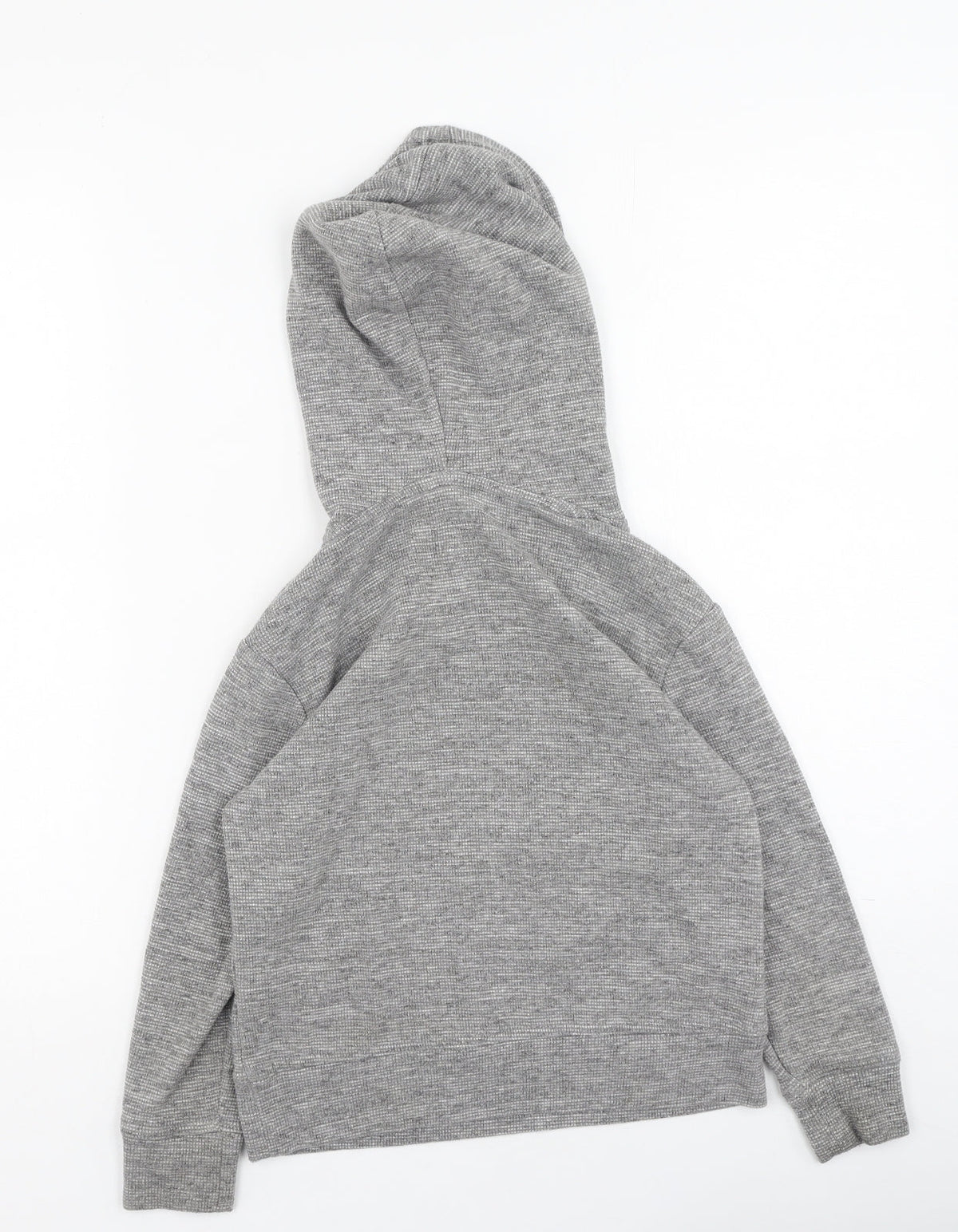Back view of Gap boys’ grey cotton pullover hoodie, size S