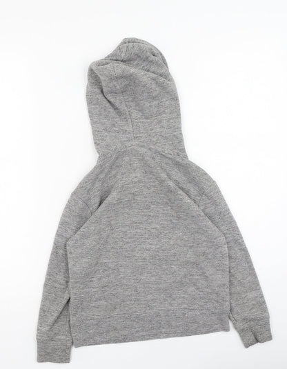 Back view of Gap boys’ grey cotton pullover hoodie, size S