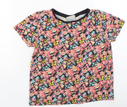 Preworn Girls Multicoloured Floral Cotton Basic Casual Size 8 Years Round Neck