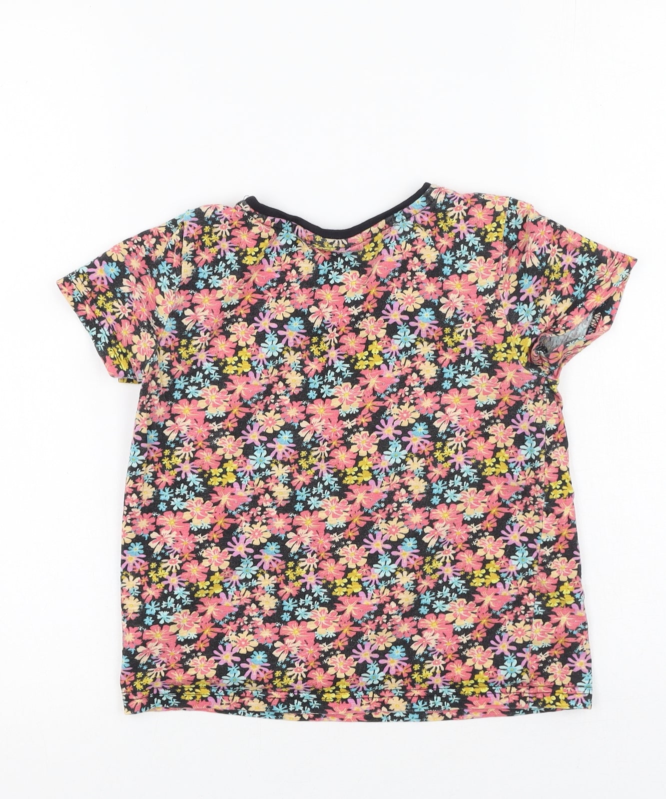 Preworn Girls Multicoloured Floral Cotton Basic Casual Size 8 Years Round Neck