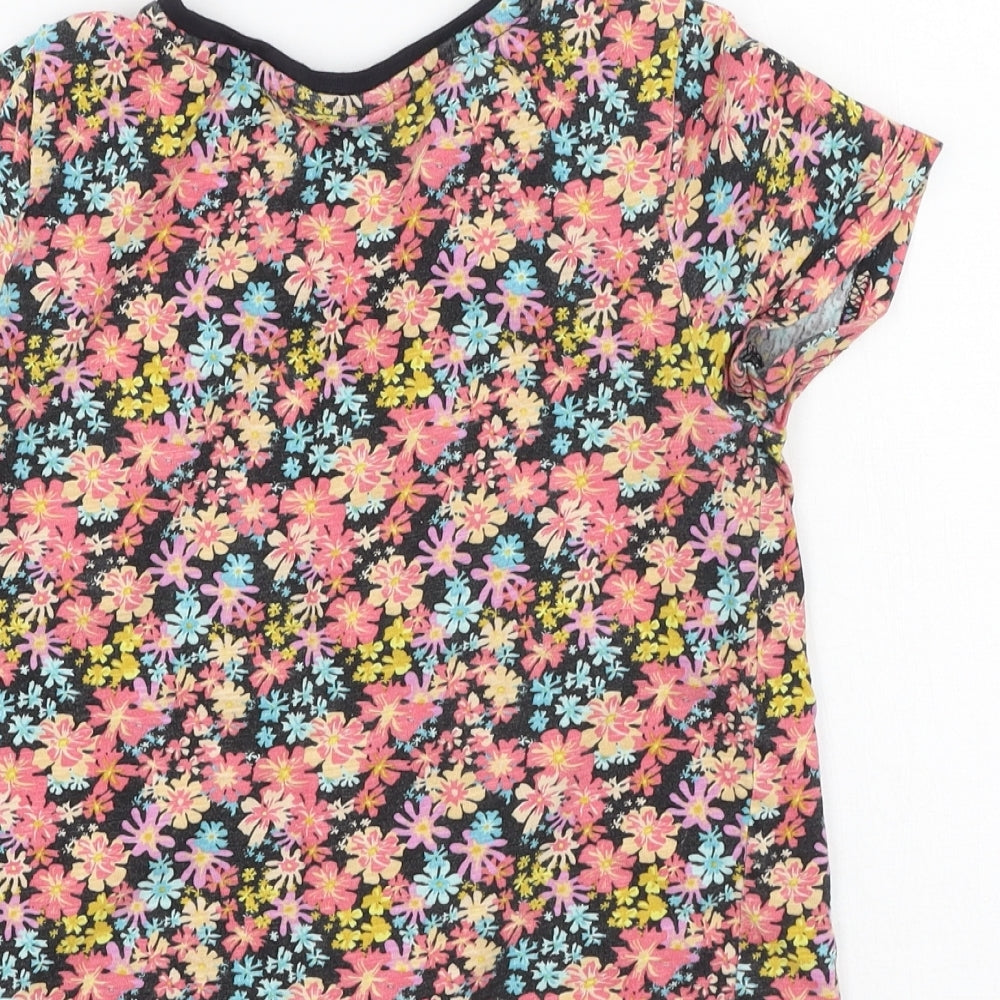 Preworn Girls Multicoloured Floral Cotton Basic Casual Size 8 Years Round Neck