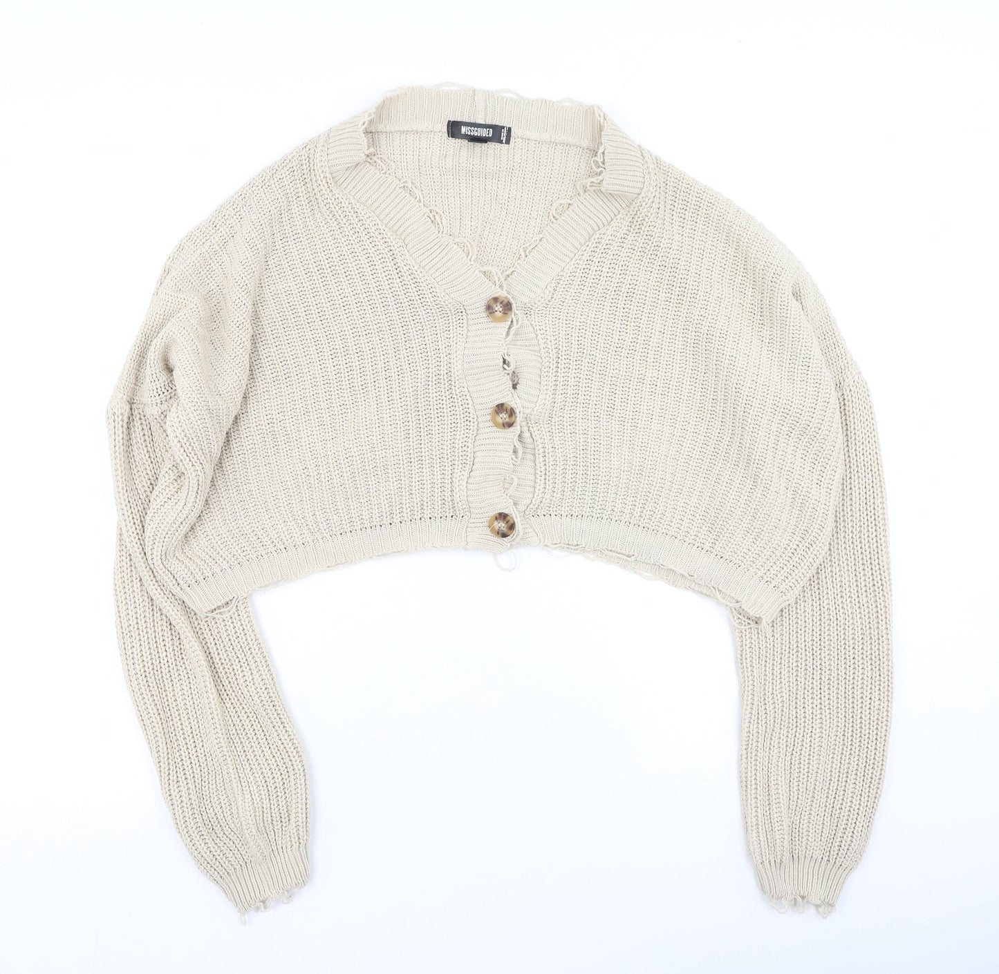 Missguided Womens Beige  Acrylic Cardigan Sweatshirt Size 6