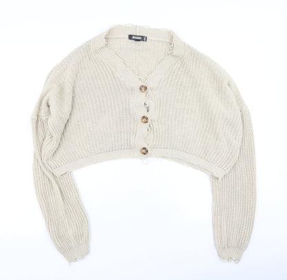 Missguided Womens Beige  Acrylic Cardigan Sweatshirt Size 6