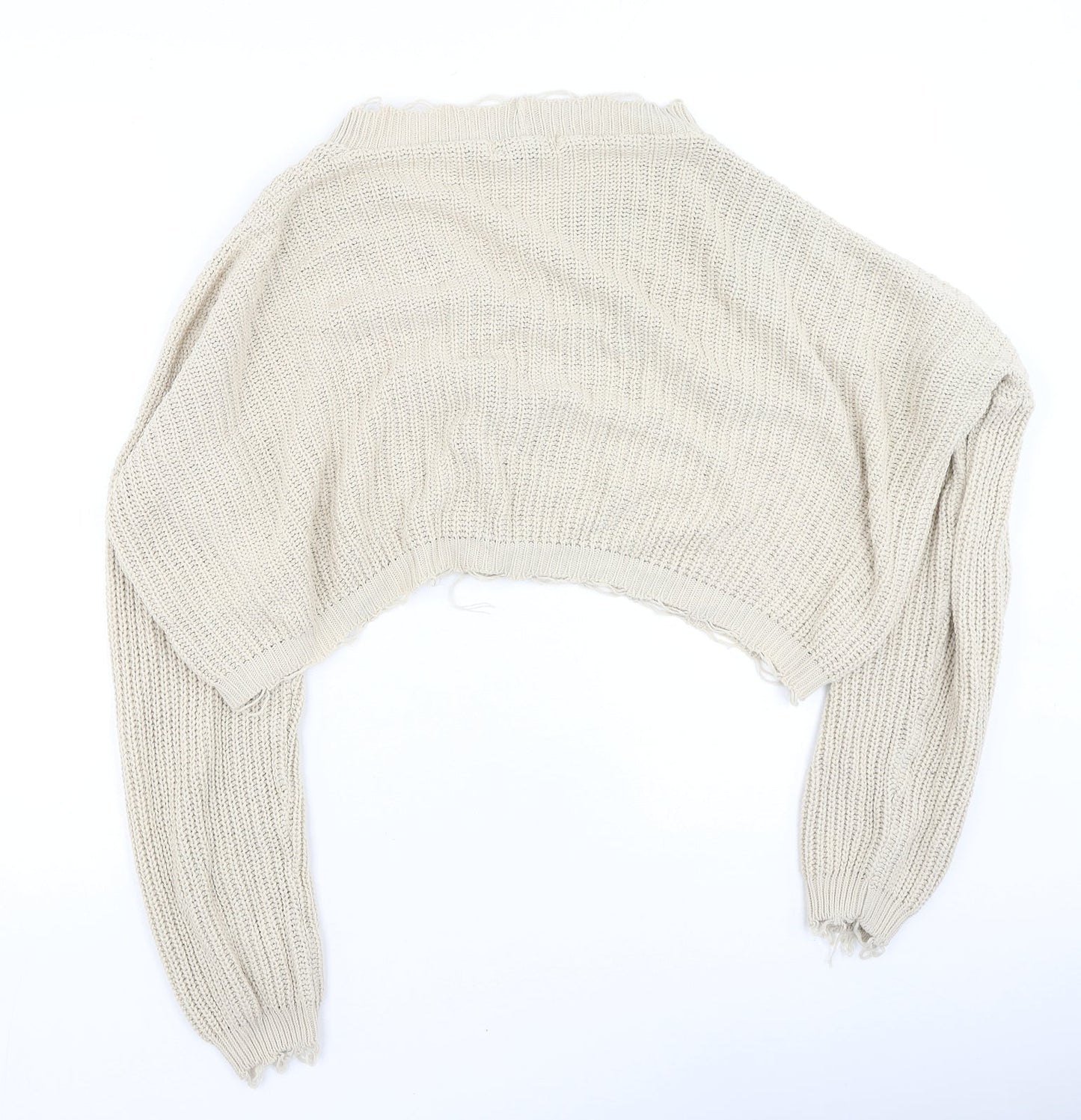 Missguided Womens Beige  Acrylic Cardigan Sweatshirt Size 6