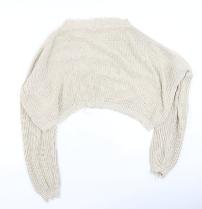 Missguided Womens Beige  Acrylic Cardigan Sweatshirt Size 6