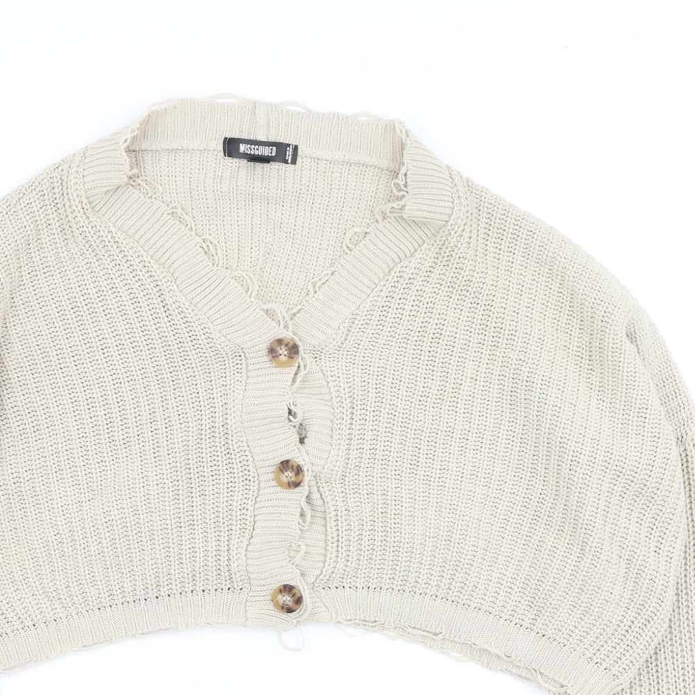 Missguided Womens Beige  Acrylic Cardigan Sweatshirt Size 6