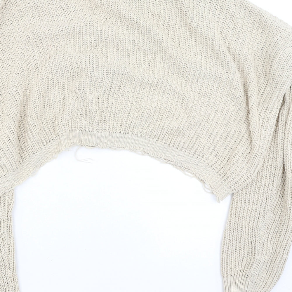Missguided Womens Beige  Acrylic Cardigan Sweatshirt Size 6