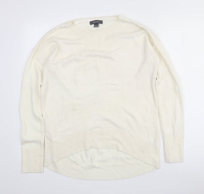 Primark Womens White Crew Neck  Acrylic Pullover Jumper Size 8   - 6-8 Oversized