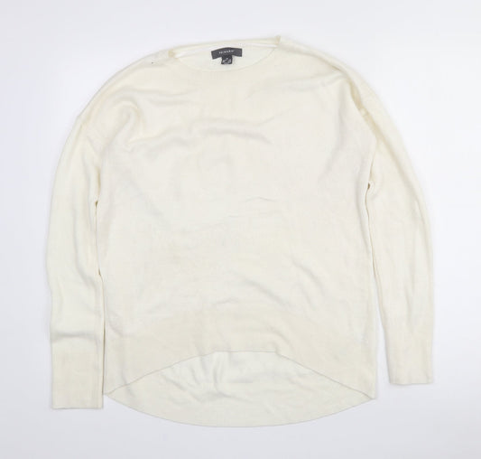 Primark Womens White Crew Neck  Acrylic Pullover Jumper Size 8   - 6-8 Oversized