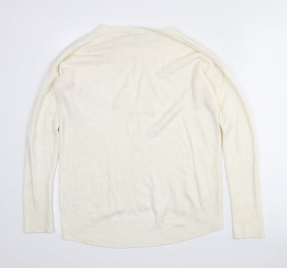 Primark Womens White Crew Neck  Acrylic Pullover Jumper Size 8   - 6-8 Oversized