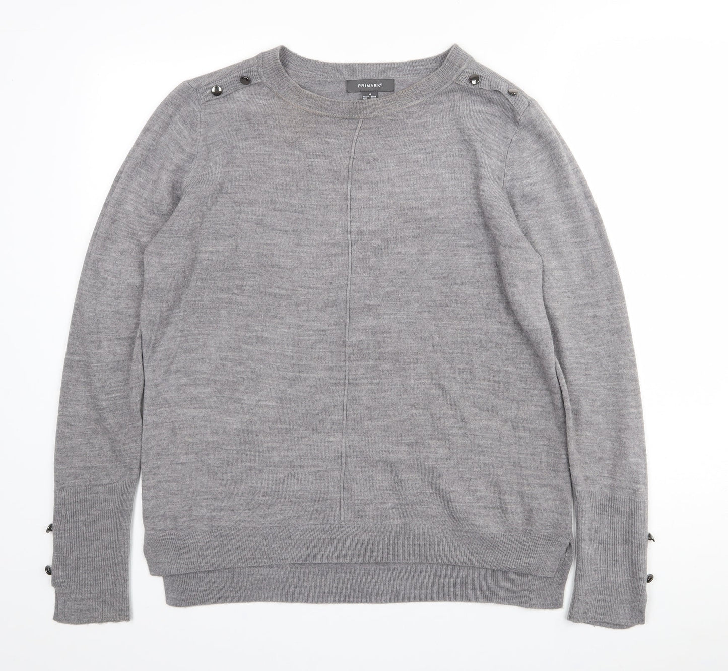 Primark Womens Grey Crew Neck  Acrylic Pullover Jumper Size 12