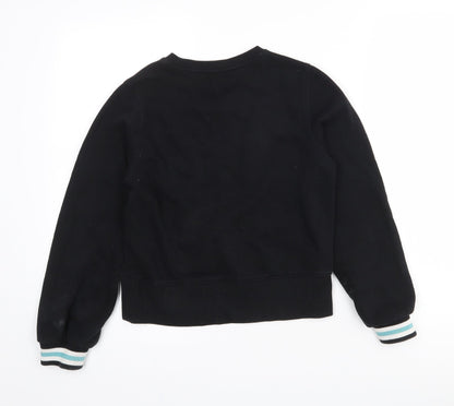 Marks and Spencer Girls Black  Cotton Pullover Sweatshirt Size 11-12 Years   - Live Your Dreams