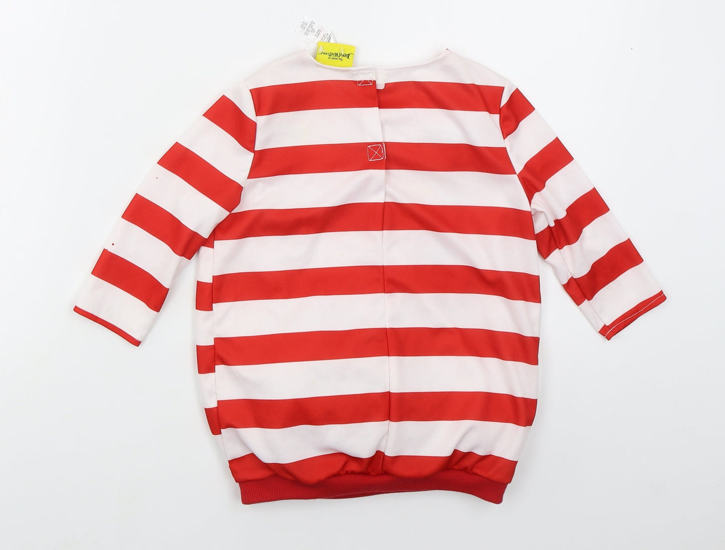 George Boys Red Striped Polyester Basic T-Shirt Size 5-6 Years Crew Neck Pullover - Burts Burgers Fancy Dress Top