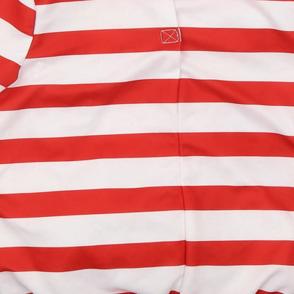 George Boys Red Striped Polyester Basic T-Shirt Size 5-6 Years Crew Neck Pullover - Burts Burgers Fancy Dress Top