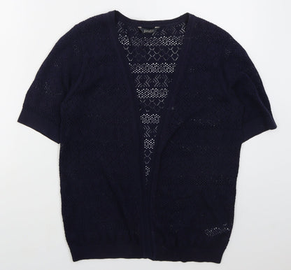 BHS Womens Blue V-Neck  Cotton Cardigan Jumper Size 10