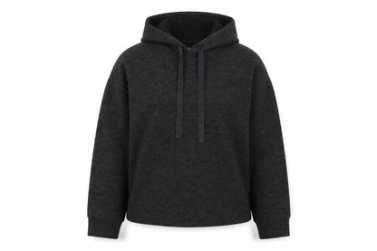 Front view of Mango women’s grey polyester pullover hoodie, size M, pullover