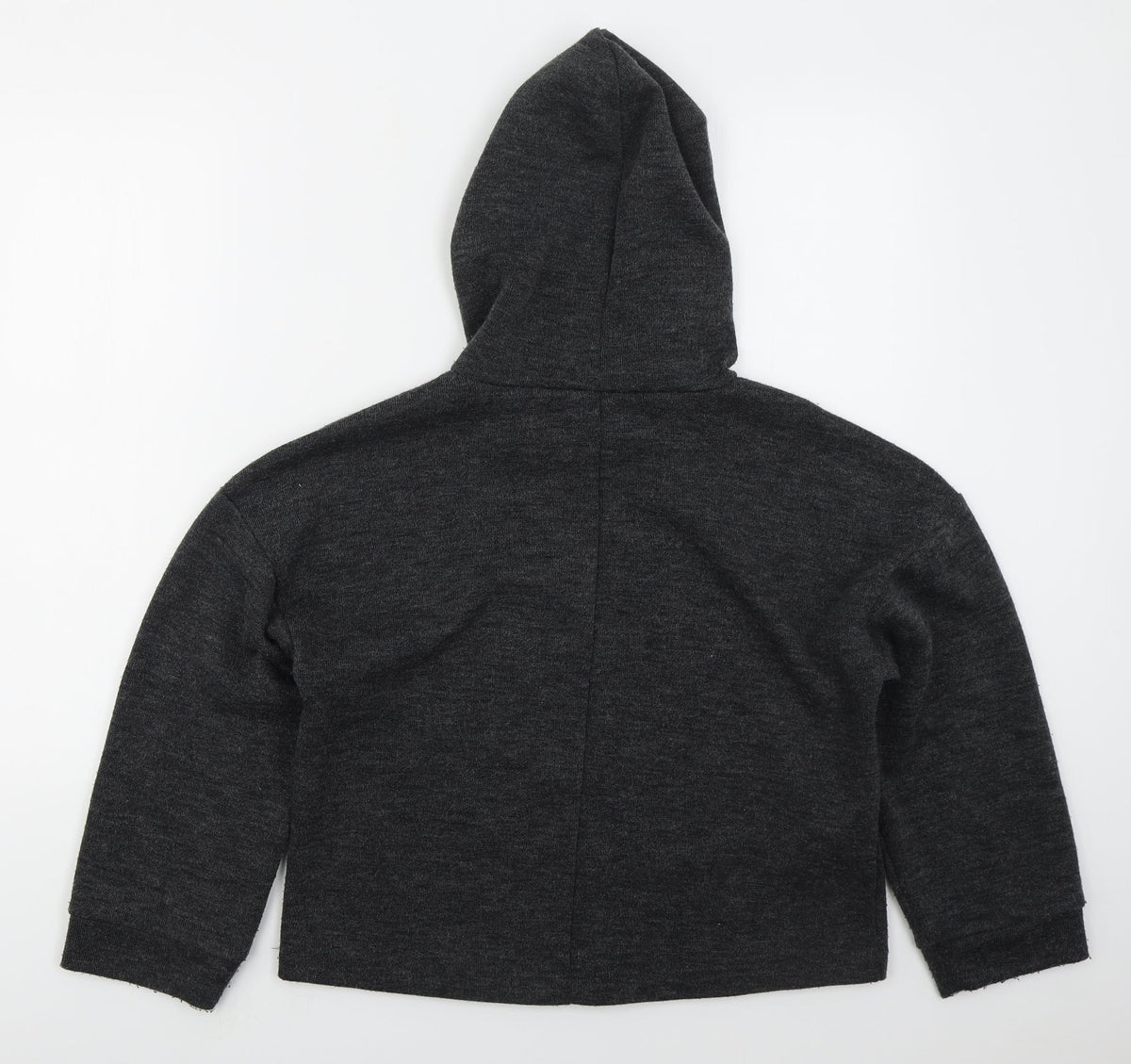 Back view of Mango women’s grey polyester pullover hoodie, size M, pullover