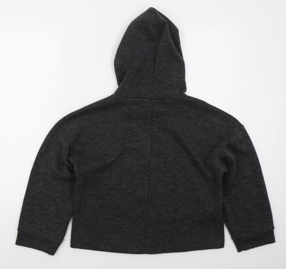 Back view of Mango women’s grey polyester pullover hoodie, size M, pullover