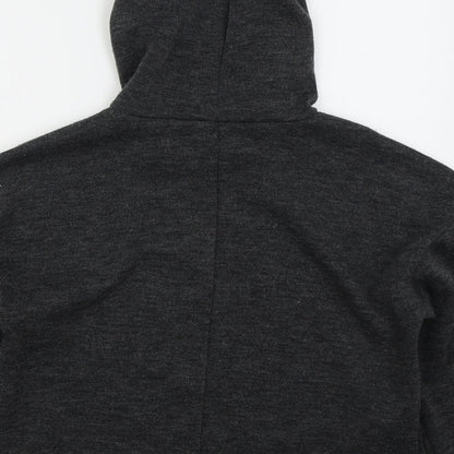 Brand and care label for Mango women’s grey polyester pullover hoodie, size M, pullover