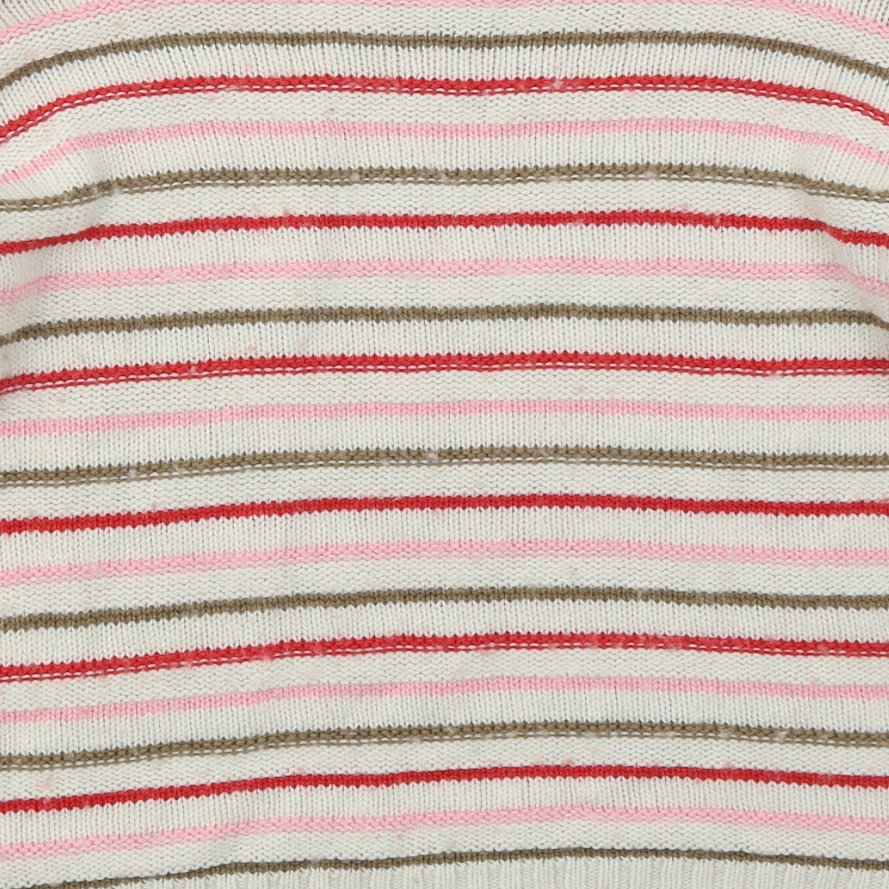 NEXT Womens Beige Boat Neck Striped Acrylic Pullover Jumper Size M   - Pink