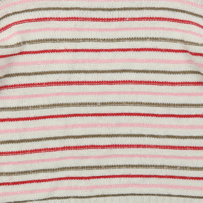 NEXT Womens Beige Boat Neck Striped Acrylic Pullover Jumper Size M   - Pink