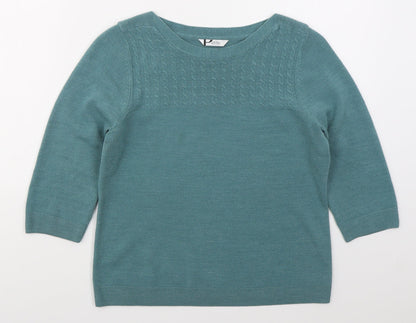 BHS Womens Blue Boat Neck  Acrylic Pullover Jumper Size 12