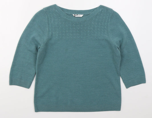 BHS Womens Blue Boat Neck  Acrylic Pullover Jumper Size 12