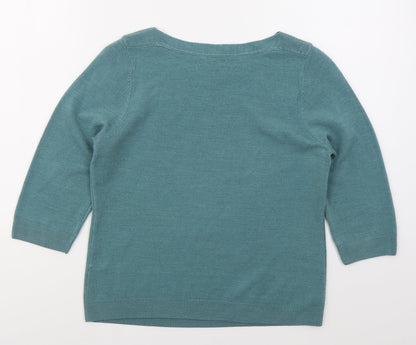 BHS Womens Blue Boat Neck  Acrylic Pullover Jumper Size 12