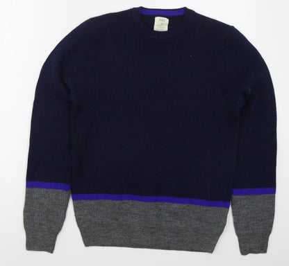 Marks and Spencer Mens Blue Crew Neck  Polyester Pullover Jumper Size M