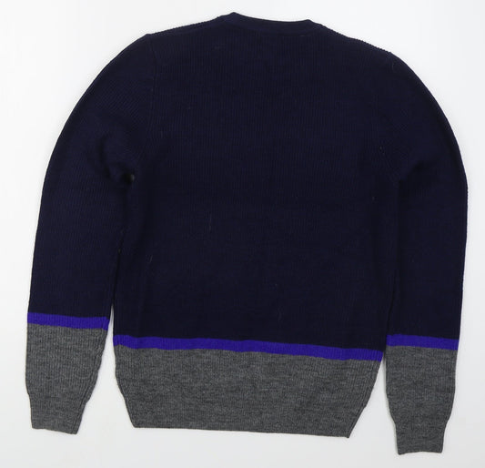 Marks and Spencer Mens Blue Crew Neck  Polyester Pullover Jumper Size M