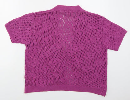 Gazelle Womens Pink V-Neck  Cotton Cardigan Jumper Size XL