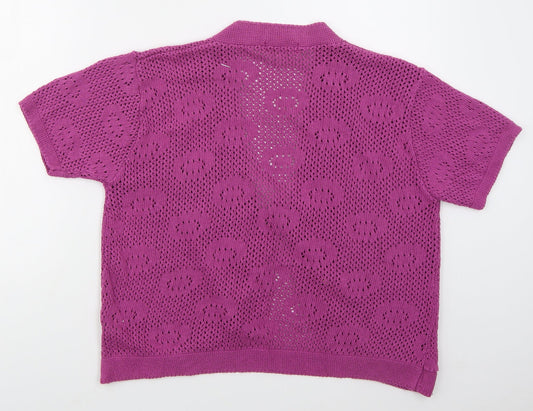 Gazelle Womens Pink V-Neck  Cotton Cardigan Jumper Size XL