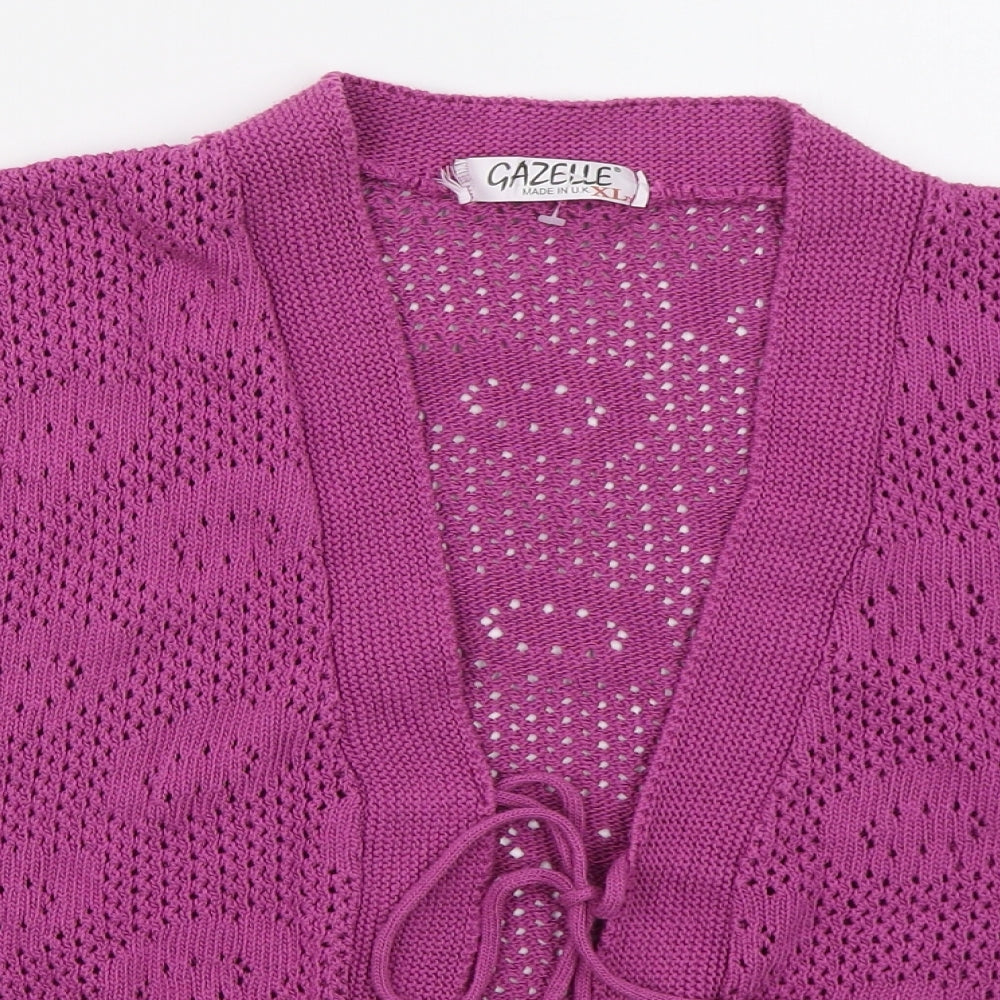 Gazelle Womens Pink V-Neck  Cotton Cardigan Jumper Size XL