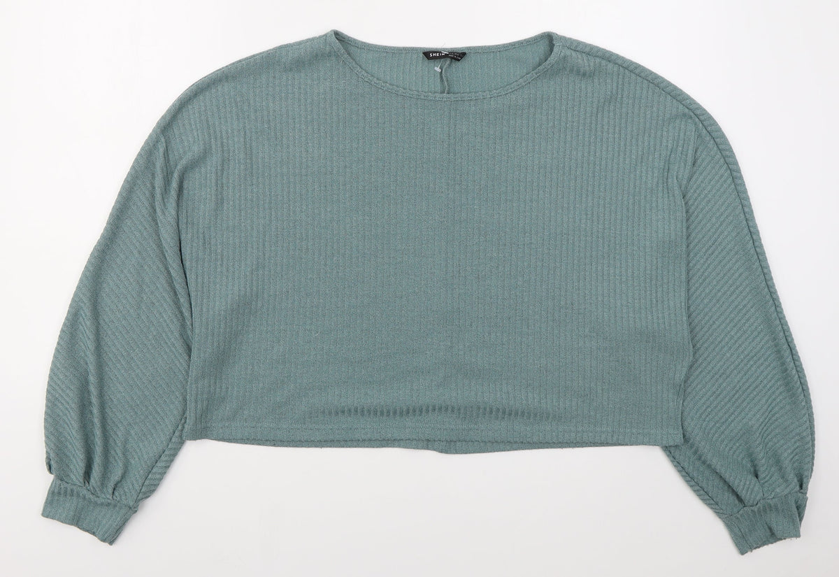 Additional front view of SHEIN women’s green polyester pullover sweatshirt, size XL, pullover