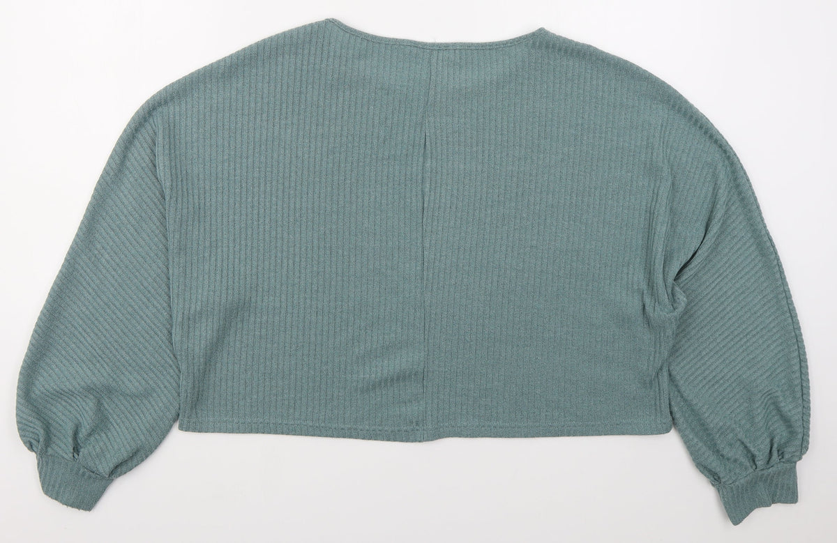 Back view of SHEIN women’s green polyester pullover sweatshirt, size XL, pullover