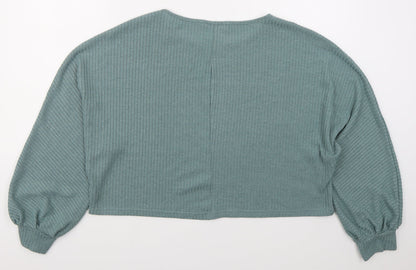 Back view of SHEIN women’s green polyester pullover sweatshirt, size XL, pullover