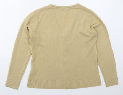 Key West Womens Beige V-Neck  Acrylic Cardigan Jumper Size 14