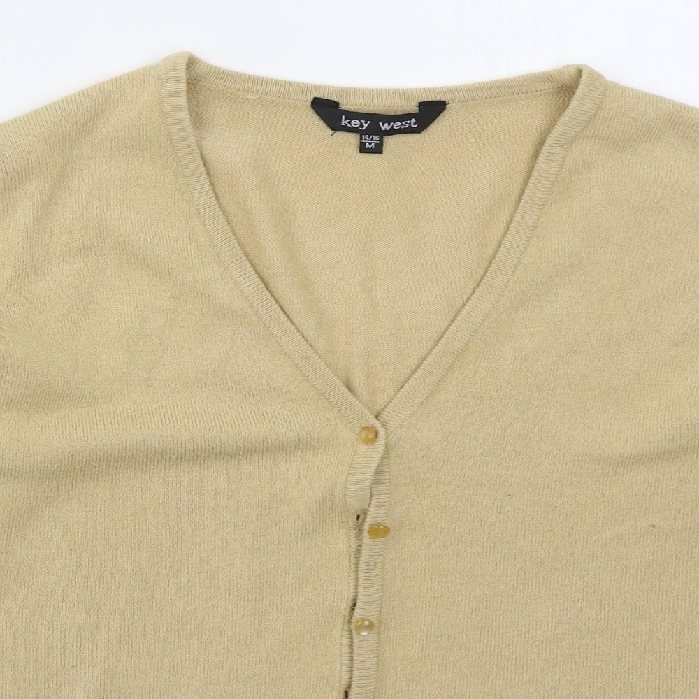 Key West Womens Beige V-Neck  Acrylic Cardigan Jumper Size 14